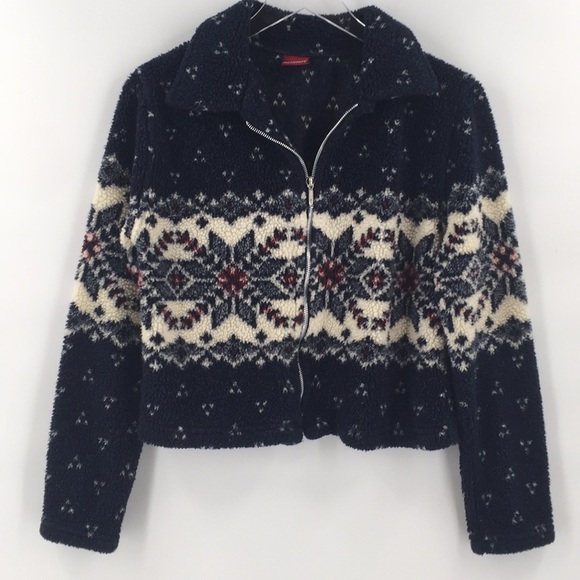 Palmettos Jackets & Blazers - Palmetto’s Snowflake Pattern Cropped Fleece Jacket